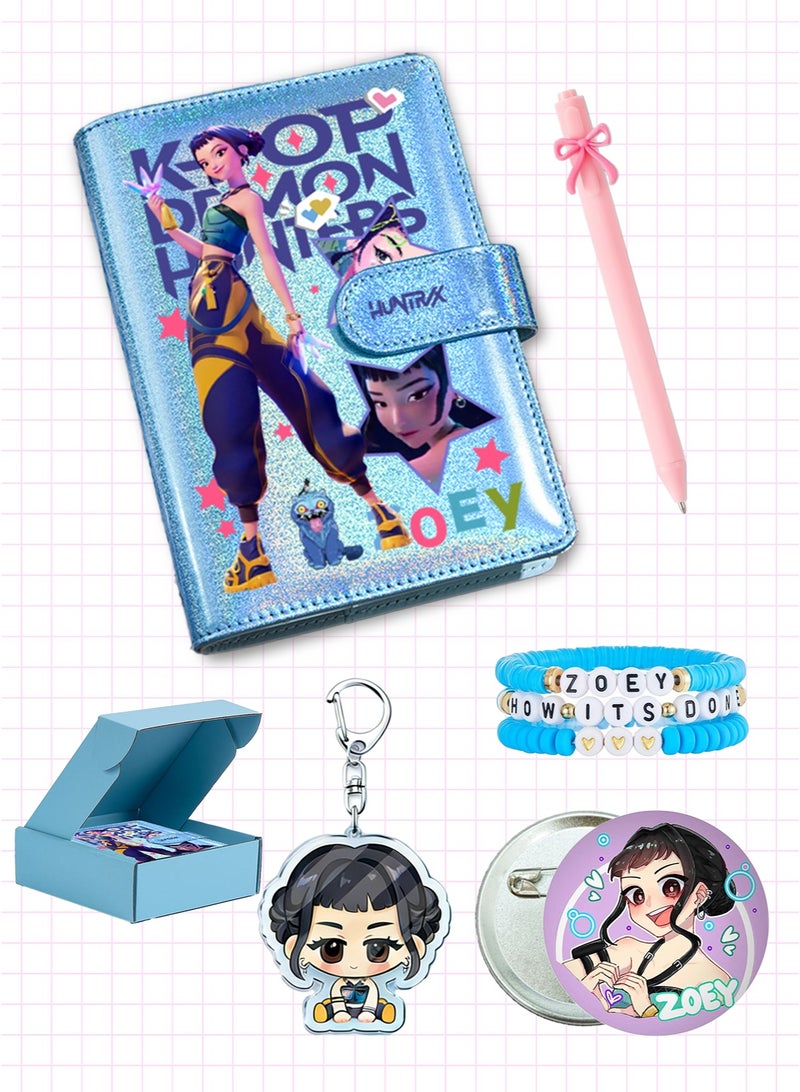 K-pop Demon Hunters Anime Stationery & Accessories Gift Bundle for Girls — Notebook, Bow Gel Pen, Cute Bracelet, Acrylic Keychain, Button Badge - Image 1